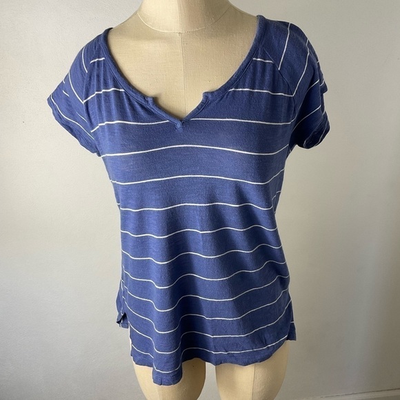 ❤️ MADEWELL Blue Striped Vee Shirt Sz XS - Picture 1 of 4